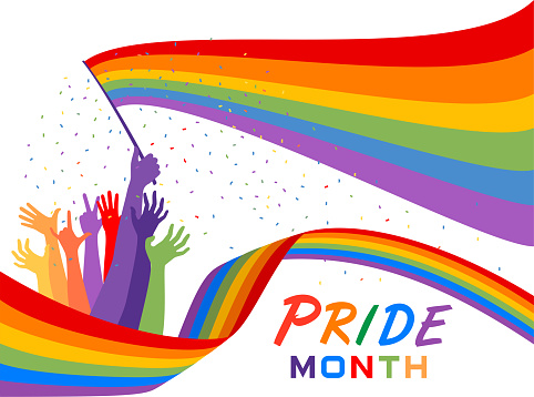 Pride parade. Colorful LGBT pride month banner.