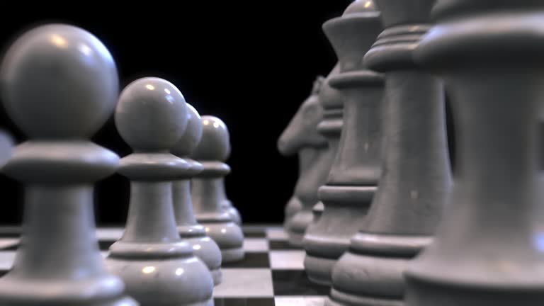 Camera Fly by Between Chess Pieces