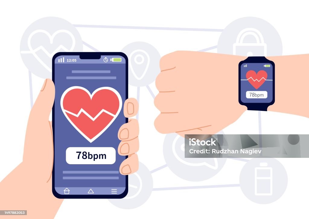 Watch Measures Heart Rate Stock Illustration - Download Image Now ...