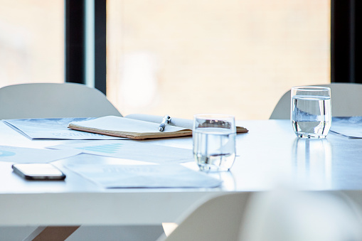 Closeup of an empty meeting room