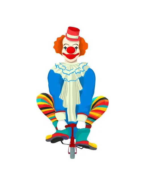 Vector illustration of Clown on a bicycle