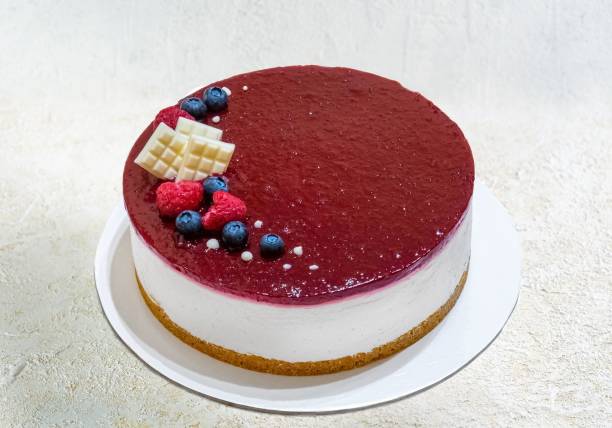 istock Cheesecake with cherry jelly, berries and white chocolate on top 1497888038