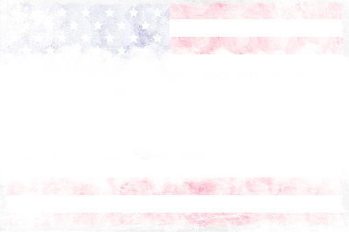 Faded USA flag design as border of white background. Apt for use as posters, letter heads, backdrops, banners, greeting cards for US Independence Day, 4th of July or Memorial Day. There is No people and no text.