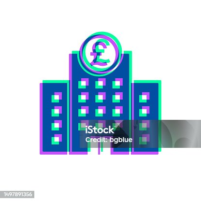 istock Bank with Pound sign. Icon with two color overlay on white background 1497891356