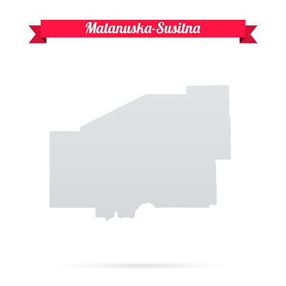 Map of Matanuska-Susitna - Alaska, isolated on a blank background and with his name on a red ribbon. Vector Illustration (EPS file, well layered and grouped). Easy to edit, manipulate, resize or colorize. Vector and Jpeg file of different sizes.