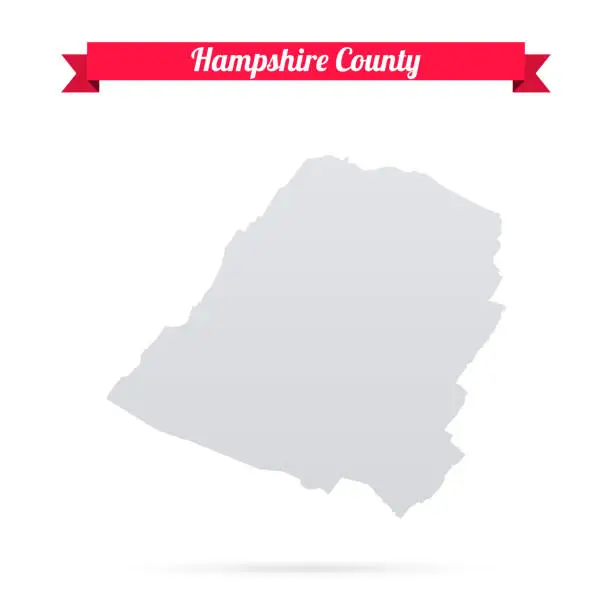 Vector illustration of Hampshire County, West Virginia. Map on white background with red banner