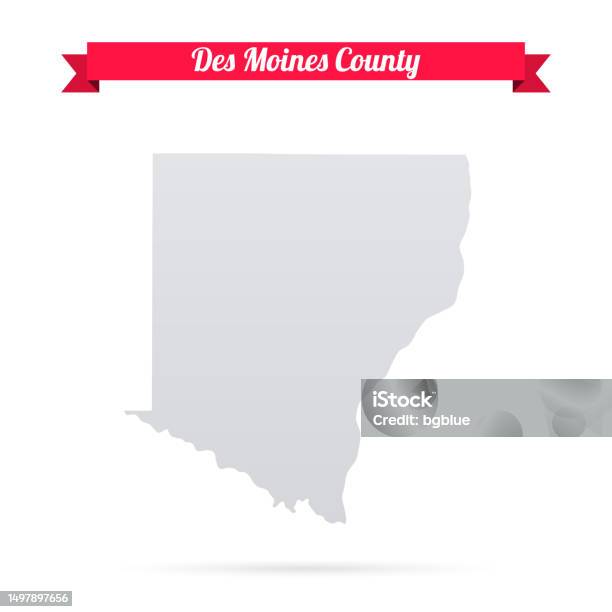 アイオワ州デモイン郡白い背景に赤いバナーの地図 アイオワ州のベクターアート素材や画像を多数ご用意 アイオワ州, アイオワ州 デモイン