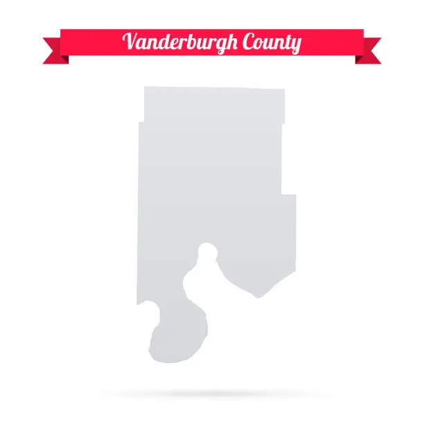 Vector illustration of Vanderburgh County, Indiana. Map on white background with red banner