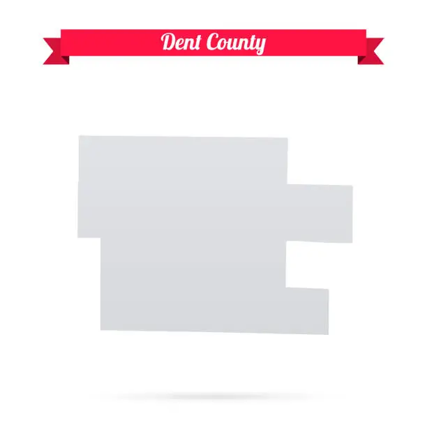 Vector illustration of Dent County, Missouri. Map on white background with red banner