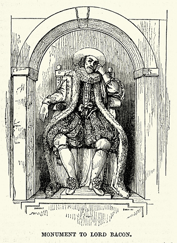 Vintage illustration of Monument to Francis Bacon an English philosopher and statesman who served as Attorney General and Lord Chancellor of England