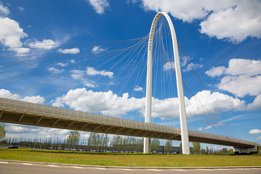 Reggio Emilia - Modern arched bridge by architect Santiago Calatrava