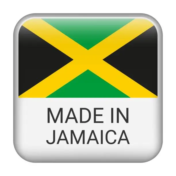 Vector illustration of Made in Jamaica badge vector. Sticker with stars and national flag. Sign isolated on white background.