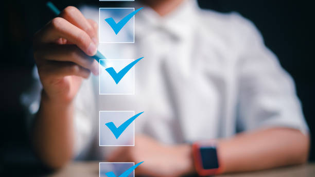 istock Checklist concept, Women check mark on the check boxes. 1497901120