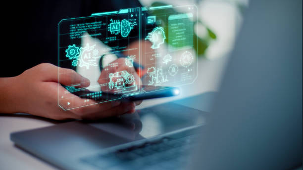 istock Chatbot Chat with AI, Artificial Intelligence. Women use technology smart robots AI, and artificial intelligence by enter command prompts for generates something, Futuristic technology transformation. 1497903414