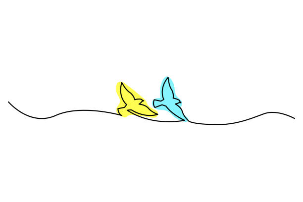 ilustrações, clipart, desenhos animados e ícones de dois pombos em cores amarelas azuis da bandeira da ucrânia, pomba da paz com ramo de oliveira. ilustração vetorial. imagem de stock. - mergulho autónomo