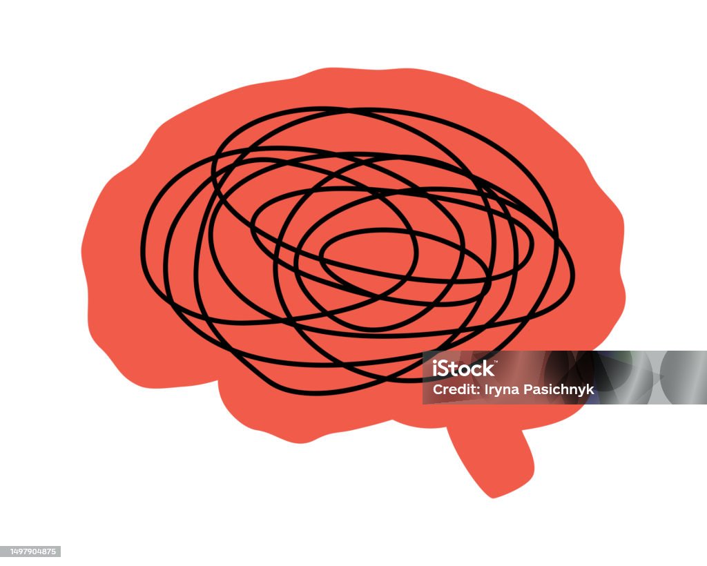 Brain Tangled In Ropes Human Brain With Tangled Threads Illustration Stock Illustration ...