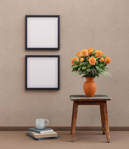 Picture frame, decoration, restaurant, coffee shop, placed next to artificial flowers