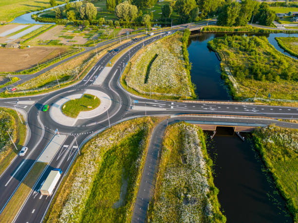 istock Drone shotof a traffic roundabout in the Netherlands 1497914940