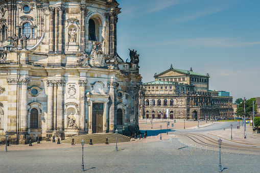 Low Angle View Of Cathedral Of St. Leodegar In Lucerne, Switzerland