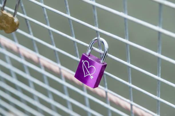 istock Eternal Love: Couple's Lock on a Bridge with a Heart Engraving 1497925835
