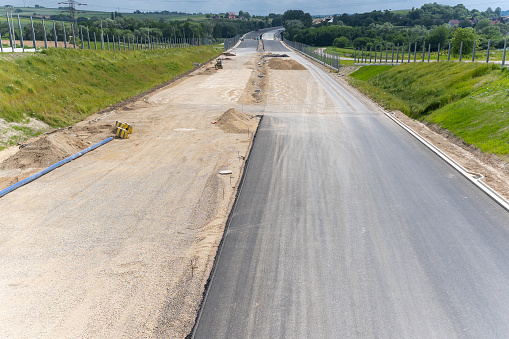 Highway Construction in Cracov. Poland. No people.