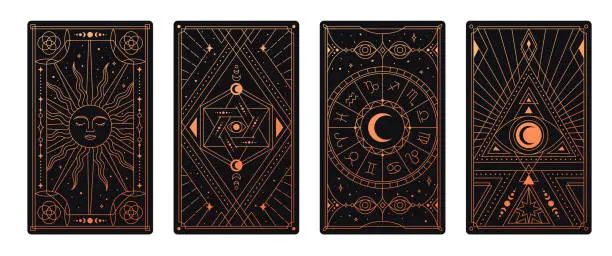 Vector illustration of Esoteric tarot card set