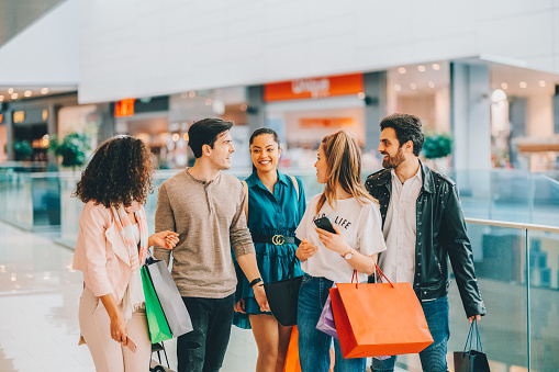 Group of friends shopping together