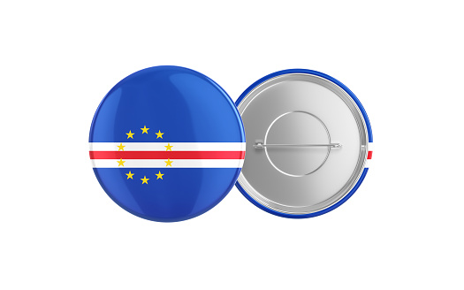 3d Render Cape Verde Flag Badge Pin Mocap, Front Back Clipping Path, It can be used for concepts such as Policy, Presentation, Election.