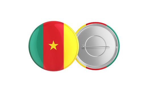 3d Render Cameroon Flag Badge Pin Mocap, Front Back Clipping Path, It can be used for concepts such as Policy, Presentation, Election.