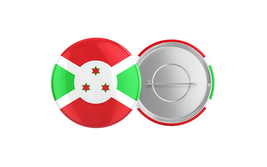 3d Render Burundi Faso Flag Badge Pin Mocap, Front Back Clipping Path, It can be used for concepts such as Policy, Presentation, Election.