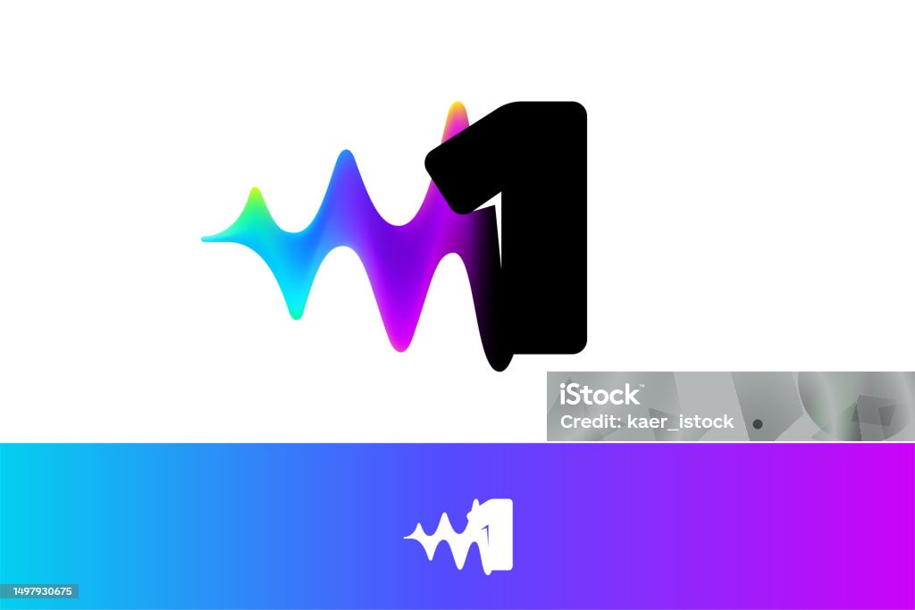 1 Logo Number One With Sound Wave Flow Vibrant Line Glitch Effect ...