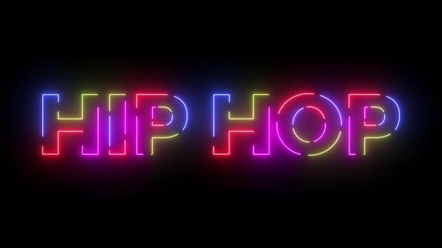 Hip hop colored text. Laser vintage effect. Infinite loopable