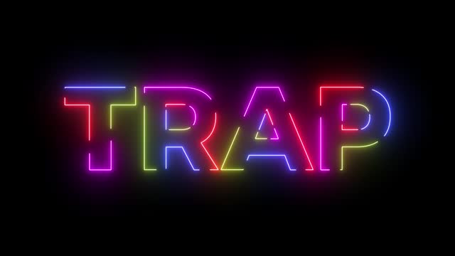 Trap colored text. Laser vintage effect. Infinite loopable