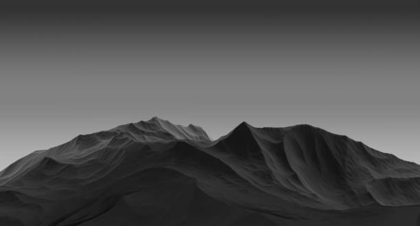 istock Black mountain relief on a dark background. Mountain darkness. Mountain in the dark. 3D render. 1497935036