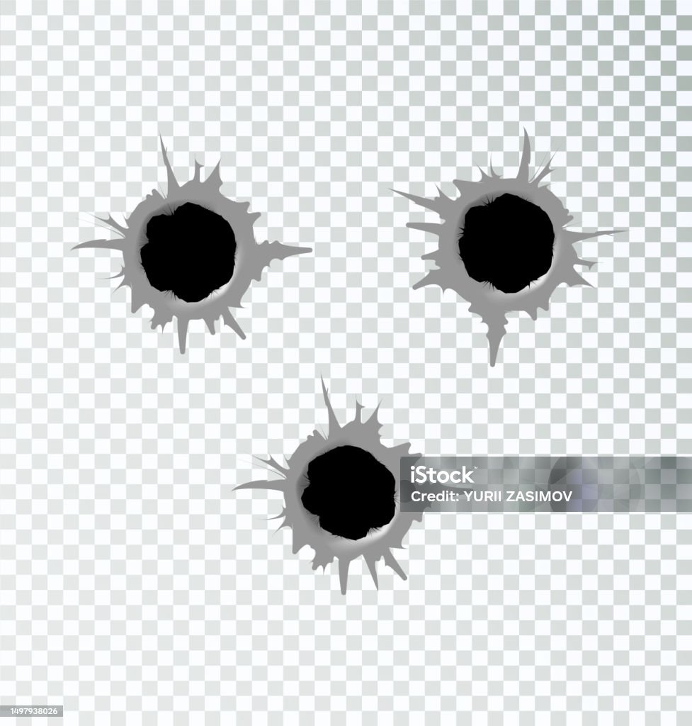 Daño Vector Ilustración de Agujero De Bala Agujero De Bala De Metal Realista Efecto ...