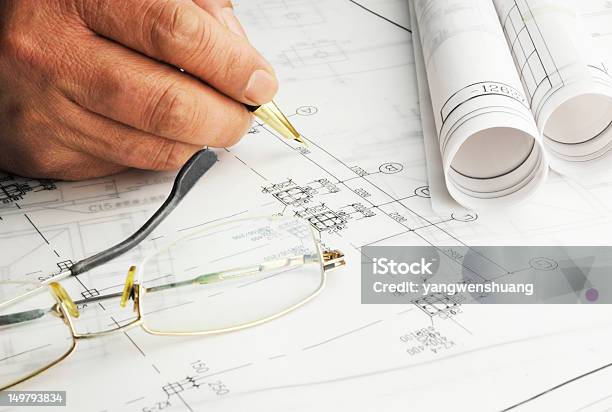 Cianotipo Foto de stock y más banco de imágenes de Diagrama - Diagrama, Dibujar, Dibujo