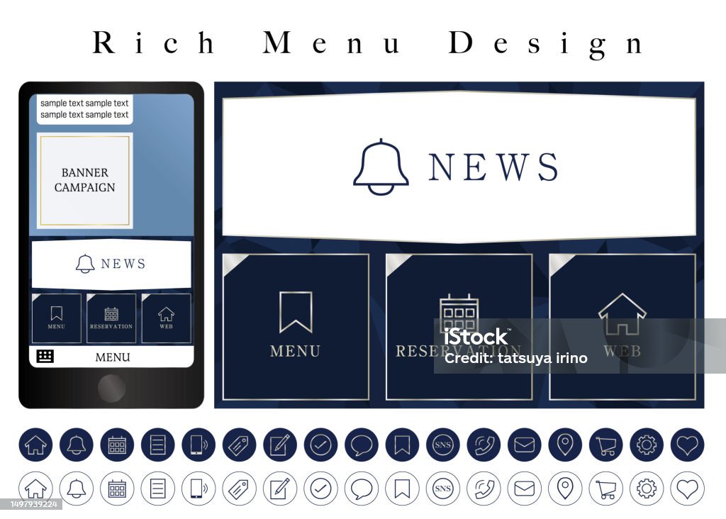 Line Riche Menu Line Rich Menu 05 Stock Illustration - Download Image Now ...