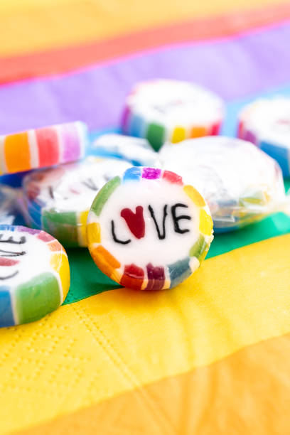 istock LGBTQ colored candy with the word LOVE written on it. 1497941771