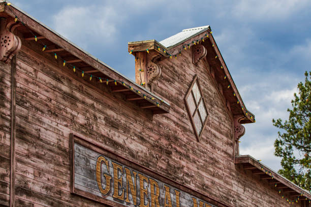 Unique architecture on old wooden man made building with a Wild West outback theme.