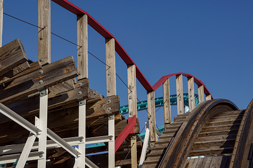 a close-up of part of the roller coaster