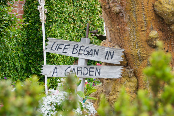 Cute message on the sign in the garden
