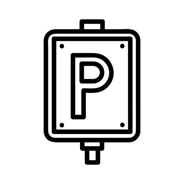 Vector illustration of Parking Vector icon, Outline style, isolated on white Background.