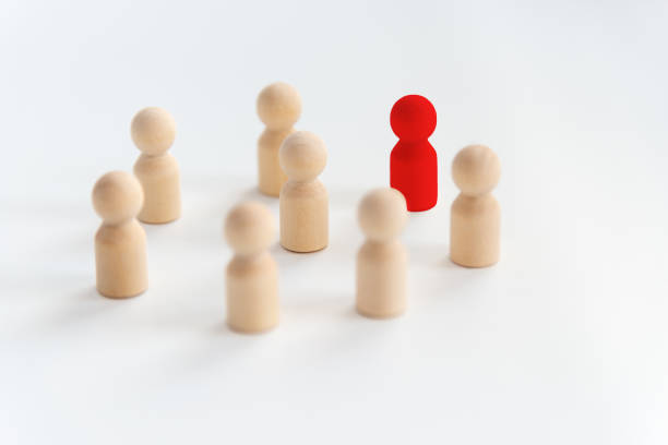 istock People stand in a circle on a white background. Communication. Business team, teamwork, team spirit. Wooden figures of people. A circle of people. discussion, cooperation, cooperation. Selective focus 1497955870