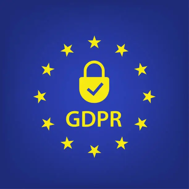 Vector illustration of General Data Protection Regulation with a lock (GDPR). EU GDPR label. European sign. Vector illustration