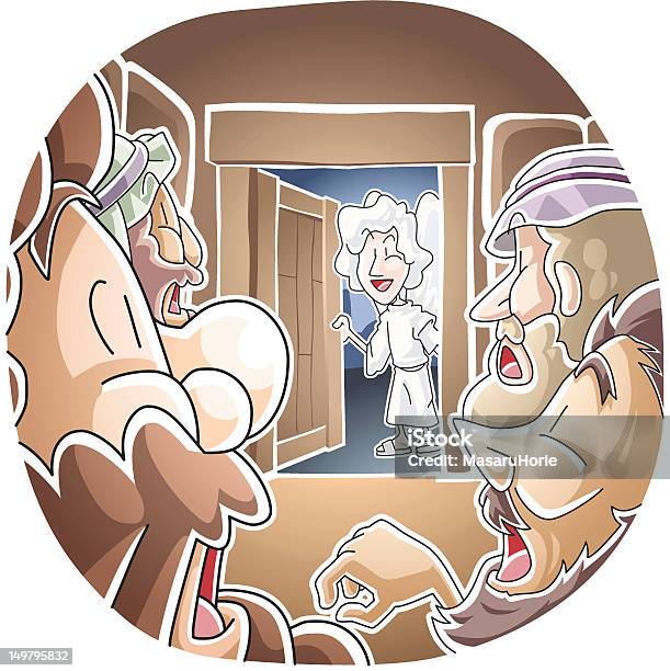Angel Opened The Doors Of Jail Stock Illustration - Download Image Now - Arrest, Peter the Apostle, Angel