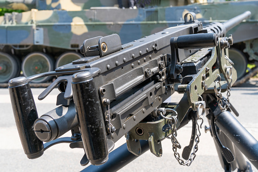 .50 cal, M2 Browning, machine gun, rear view,