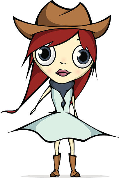 Cartoon Cowgirl Cowgirl vector illustration. girl with cowboy hat stock illustrations