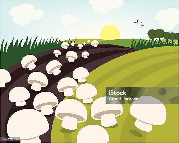 Champignons Sur La Colline Vecteurs libres de droits et plus d'images vectorielles de Champ labouré - Champ labouré, Aliment, Cartoon