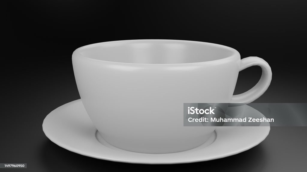Visual Empty Cup 3d Render Tea Cup Empty Isolated On The Black Background Stock Photo ...