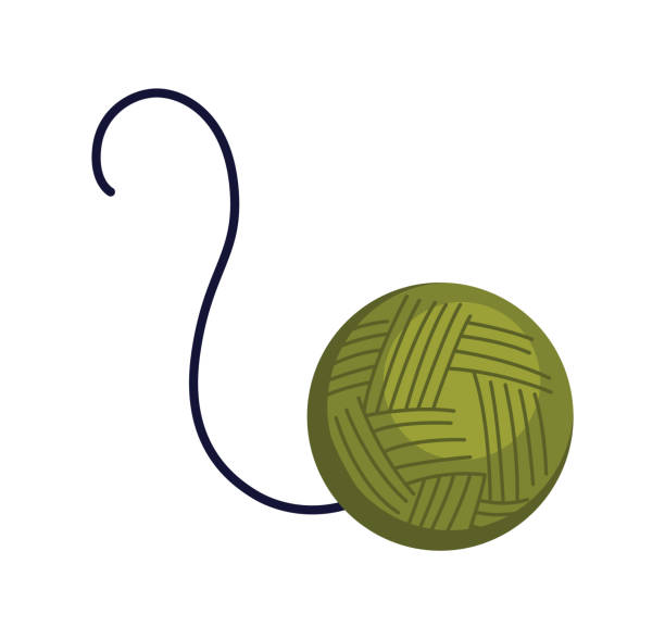 akcesoria dla kota z nici. zabawne urządzenie do zabawy ze zwierzęciem. kolorowa ilustracja dla sklepu zoologicznego. ikona pielęgnacji kiten - yarn ball stock illustrations